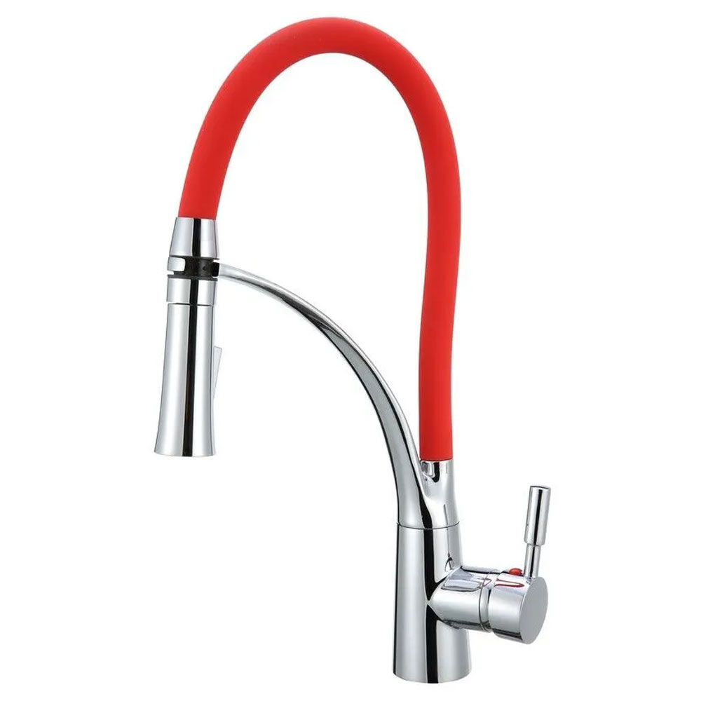 Misturador Monocomando de Mesa para Cozinha com Ducha Color Flex 1/2'' Vermelho Addra