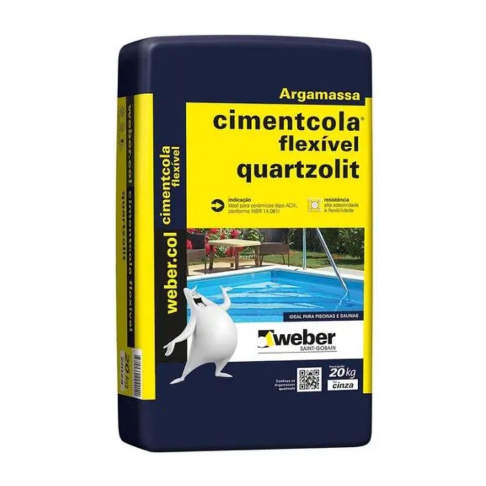 Argamassa ACIII Uso Interno e Externo Cimentcola Flex&iacute;vel 20kg Cinza Quartzolit