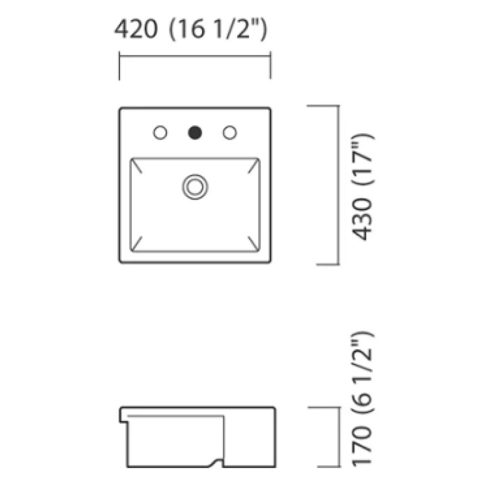 Cuba de Semi Encaixe Retangular com Mesa 43x42cm Branca Icasa