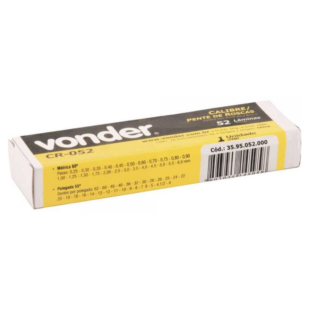 Cálibre/Pente de Rosca com 52 Lâminas CR 052 Vonder