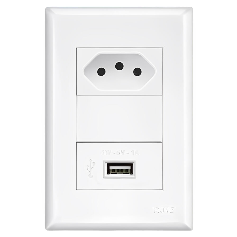 Tomada 2P+T 10A com USB Evidence 3286 Fame
