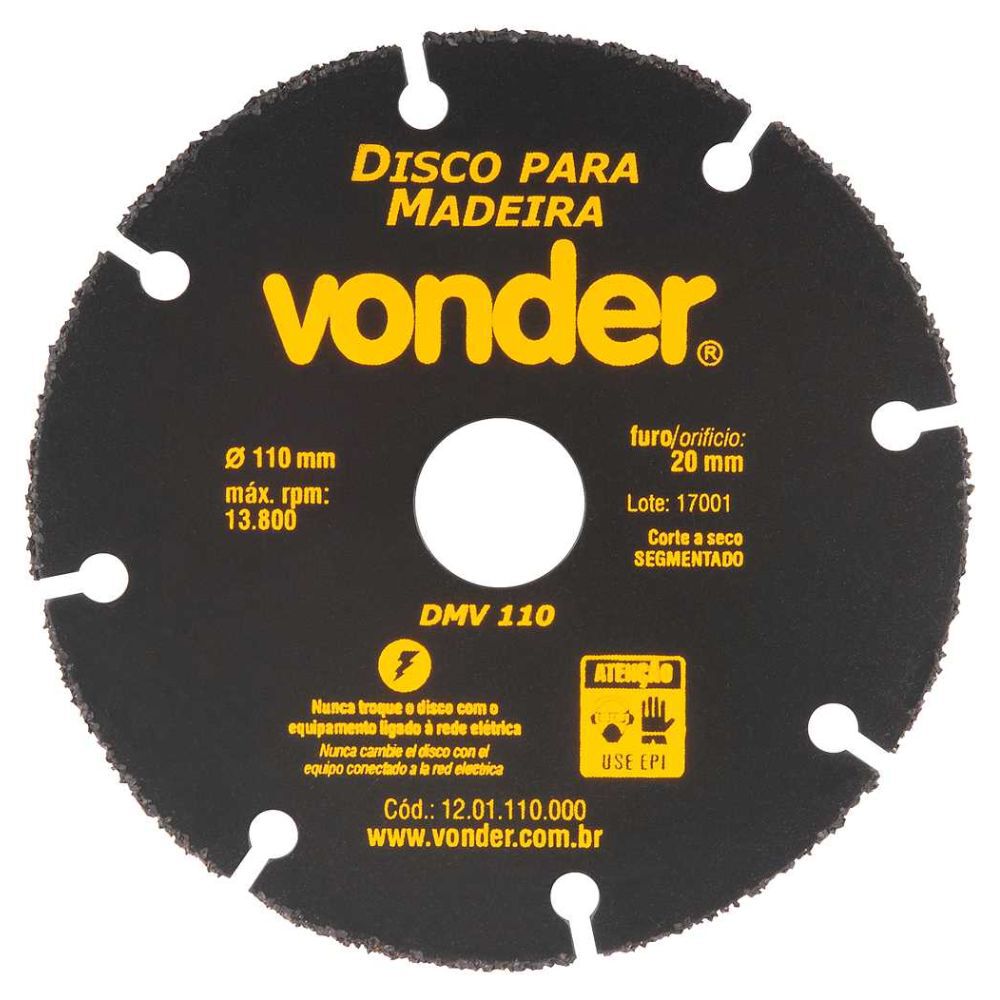 Disco de Corte para Madeira 110mm DMV110 Vonder