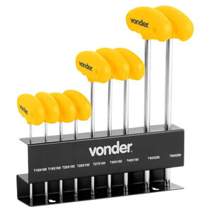 Jogo de Chaves Hexalobular T10 a T50 com 9 Peças Vonder