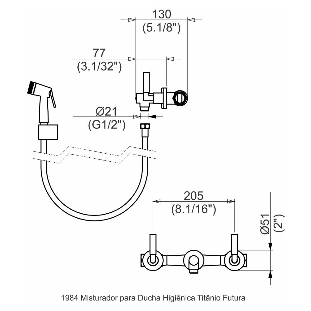 Misturador para Ducha Higiênica com Base Titânio Futura Perflex