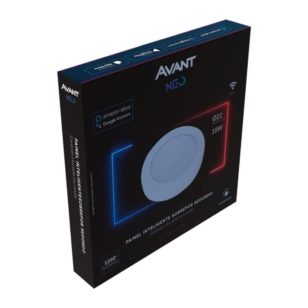 Painel de Led Smart Wi-Fi Inteligente de Sobrepor Neo Redondo 6500K 18W Bivolt Avant