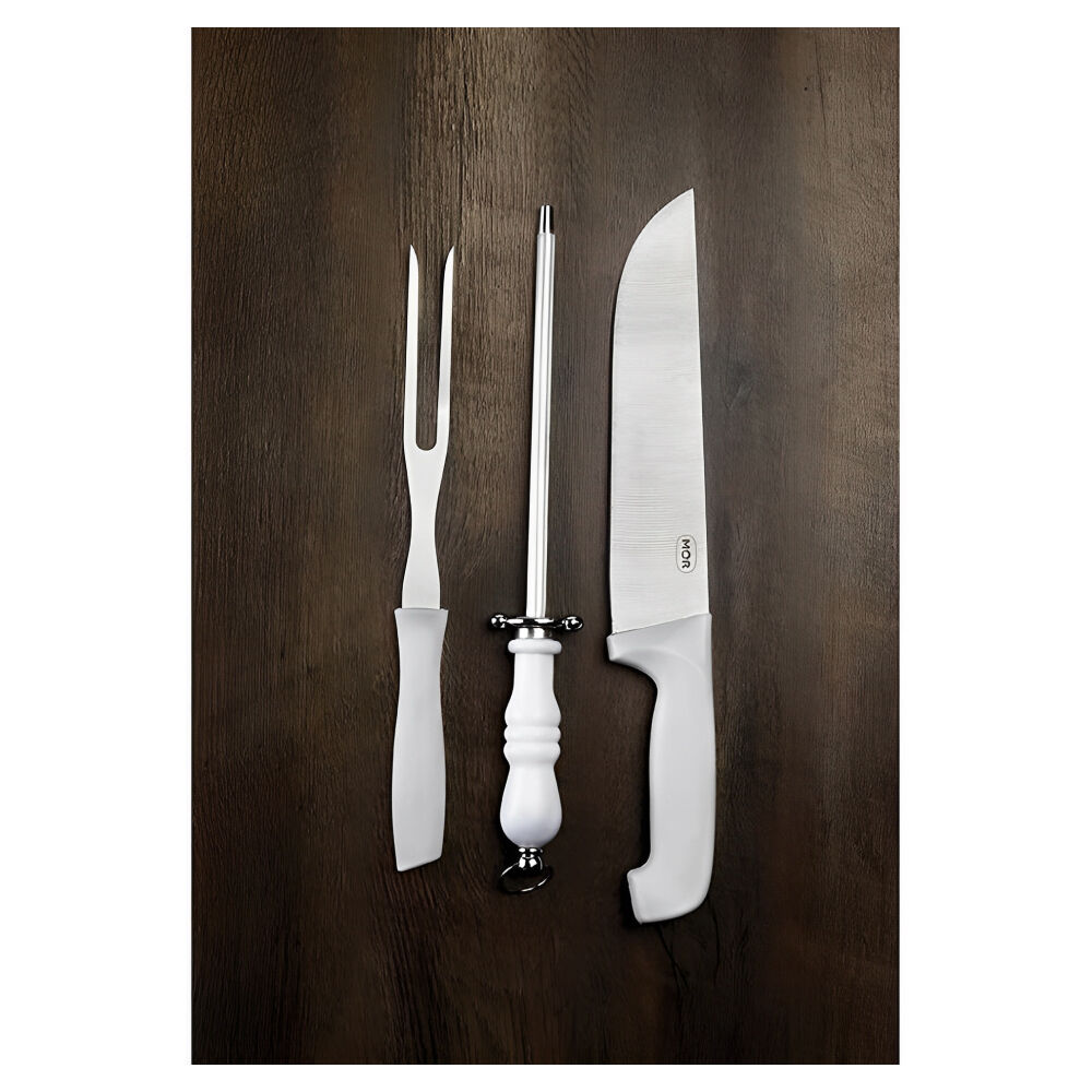 Kit para Churrasco Assador (Faca, Garfo e Chaira) MOR