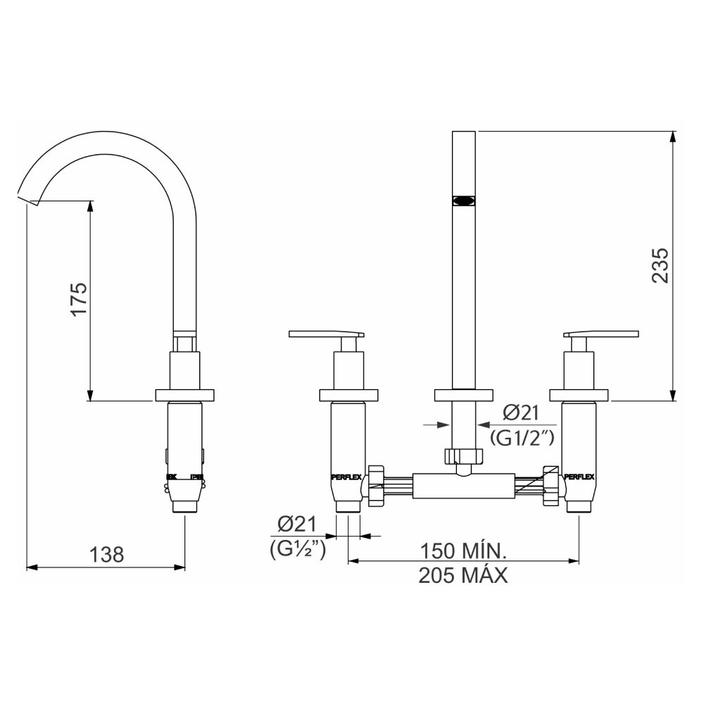 Torneira Misturador de Pia para Banheiro Trend Perflex