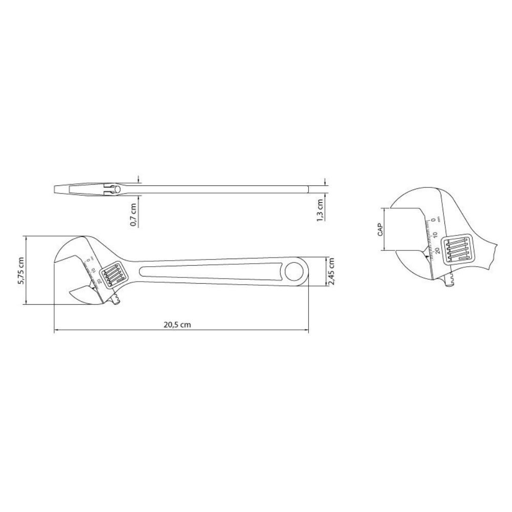 Chave Ajustável para Porcas 8" Tramontina com Corpo Forjado em Aço Carbono Cromado