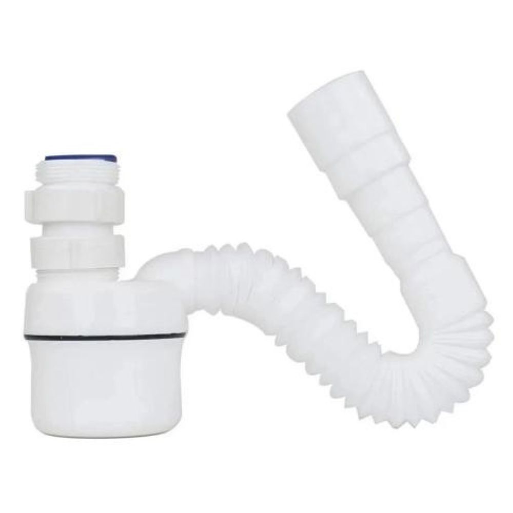 Sifão Sanfonado Universal com Copo Extensível Plástico Branco Tigre
