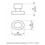 Acabamento Registro Base Fabrimar 1/2" e 3/4" e 1" (Pequeno) Ovalle Perflex