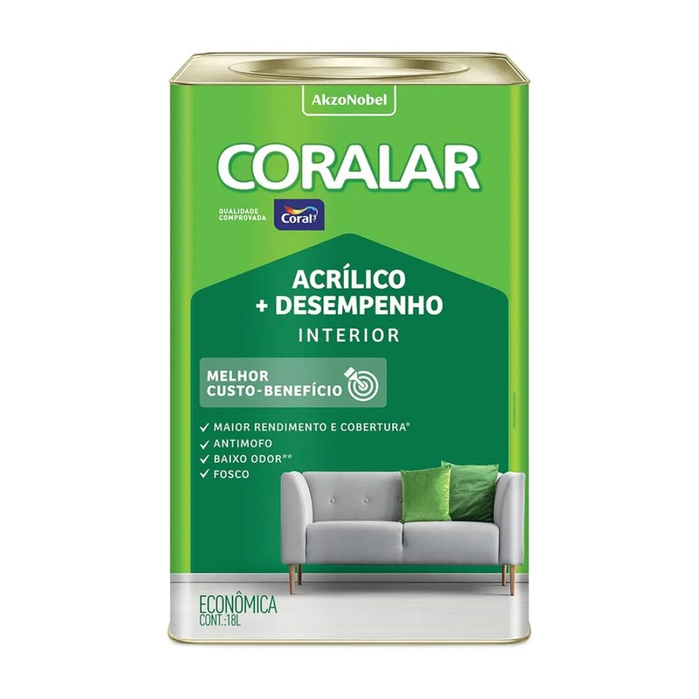 Tinta Acrílica Coralar Mais Desempenho 18L Coral