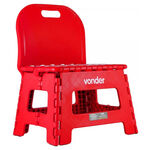 Banqueta Dobrável com Encosto Vermelha Vonder