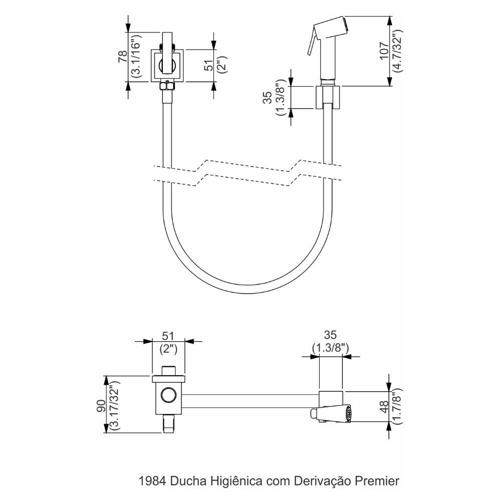 Ducha Higiênica com Derivação Premier Perflex