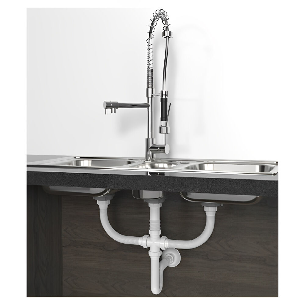 Sifão Sanfonado Universal Triplo Extensivo Branco Blukit