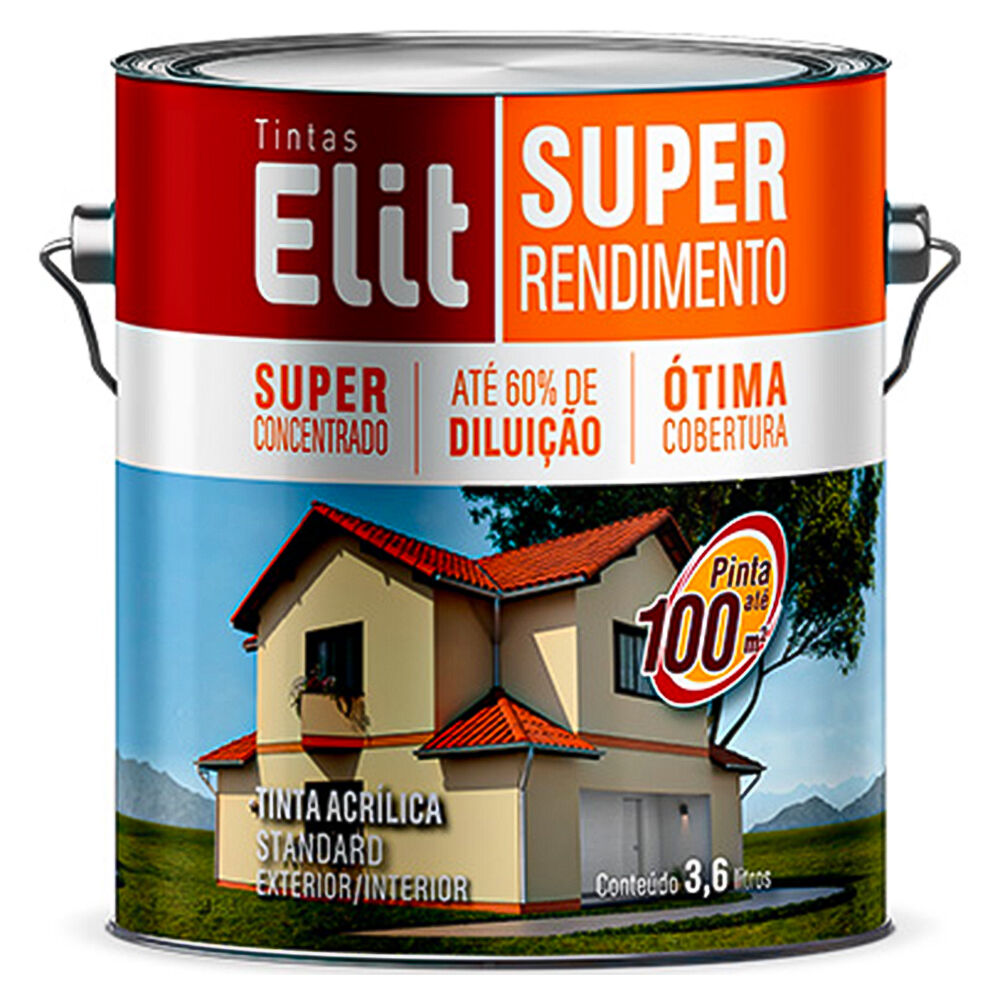 Tinta Acrílica Fosco Super Rendimento Branco Neve 3,6L Elit