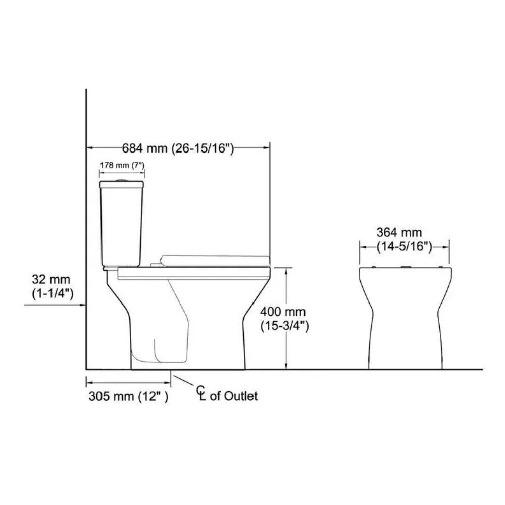 Kit Vaso Sanitário com Caixa Acoplada 3/6L Flow Square Branco Kohler