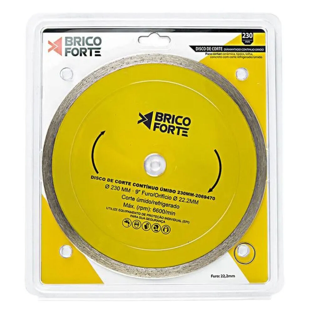 Disco Corte Diamantado Continuo Úmido 230mm Brico Forte