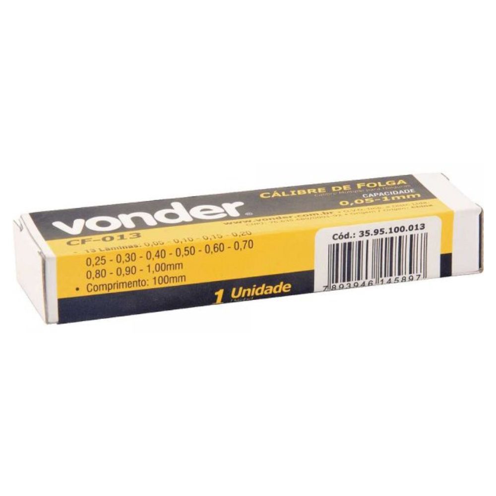 Cálibre de Folga 0,05mm a 1mm 13 Lâminas Vonder