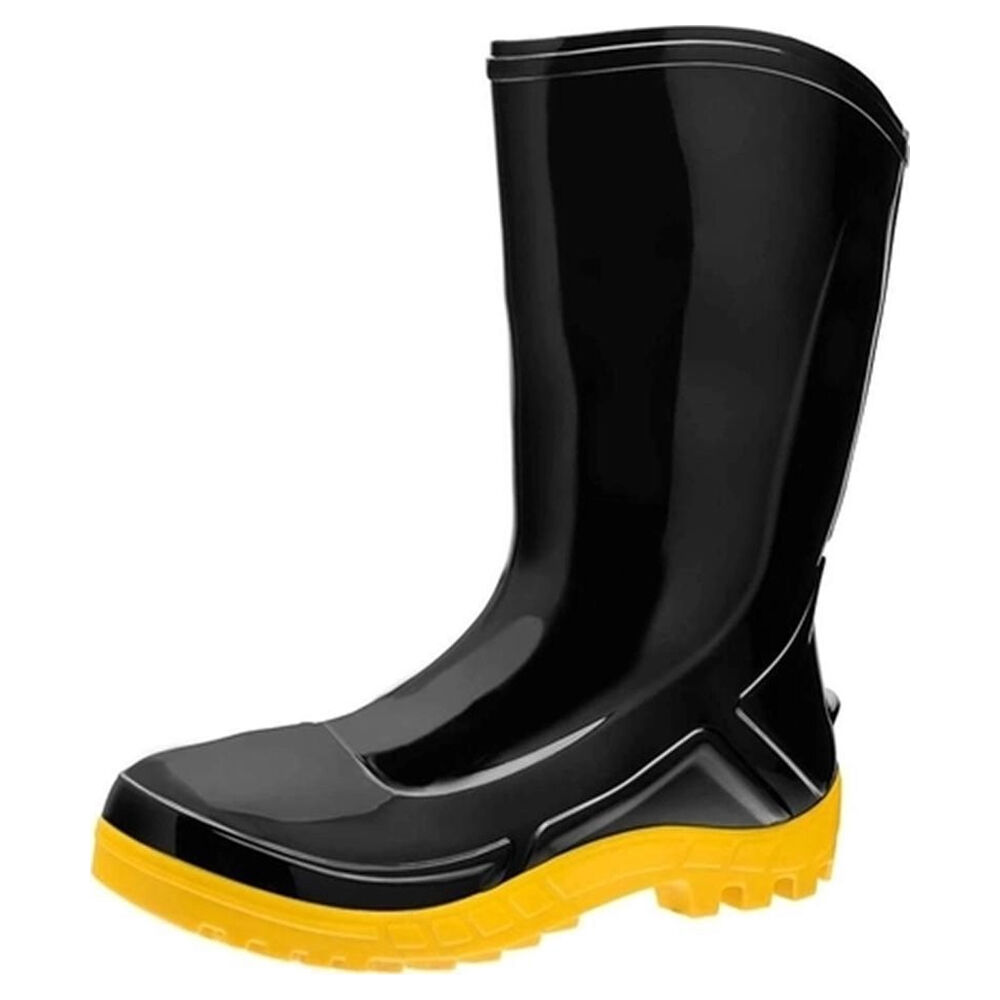Bota PVC sem Bico Cano Médio Amarela/Preta Vulcaflex