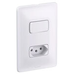 1 Interruptor Simples + 1 Tomada Zeffia 4x2 10A Branco Pial
