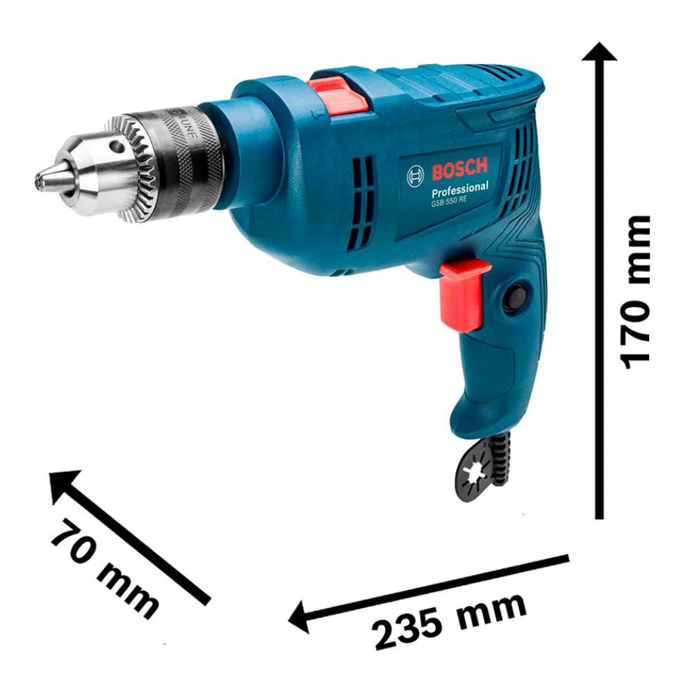 Furadeira Elétrica de Impacto 1/2" GSB 550 RE 550W com Acessórios Bosch