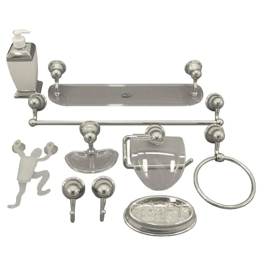 Kit de Acessórios para Banheiro Suite 9 Peças Cromado Hidrofama