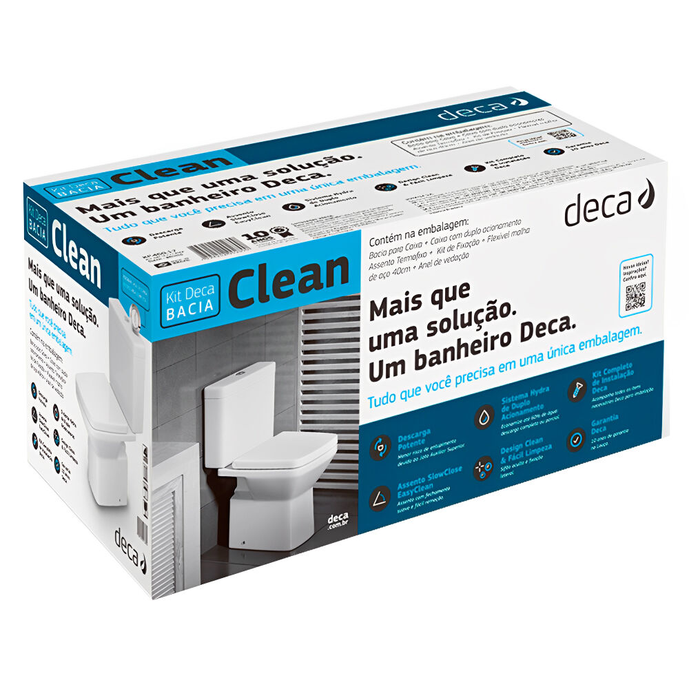 Kit Vaso Sanitário com Caixa Acoplada Clean Branco Deca