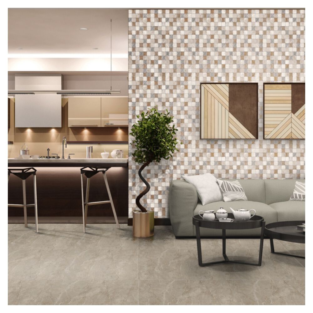 Piso Cerâmico Marmorizado Brilhante Borda Arredondada 61x61cm Fusion Ceral (Caixa com 2,65m²)