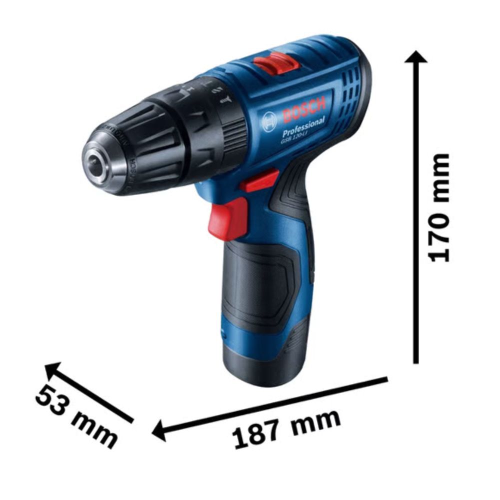 Furadeira Parafusadeira GSB 120-Li 3/8 " 10mm 12V com Bateria e Carregador Rápido Bivolt Bosch