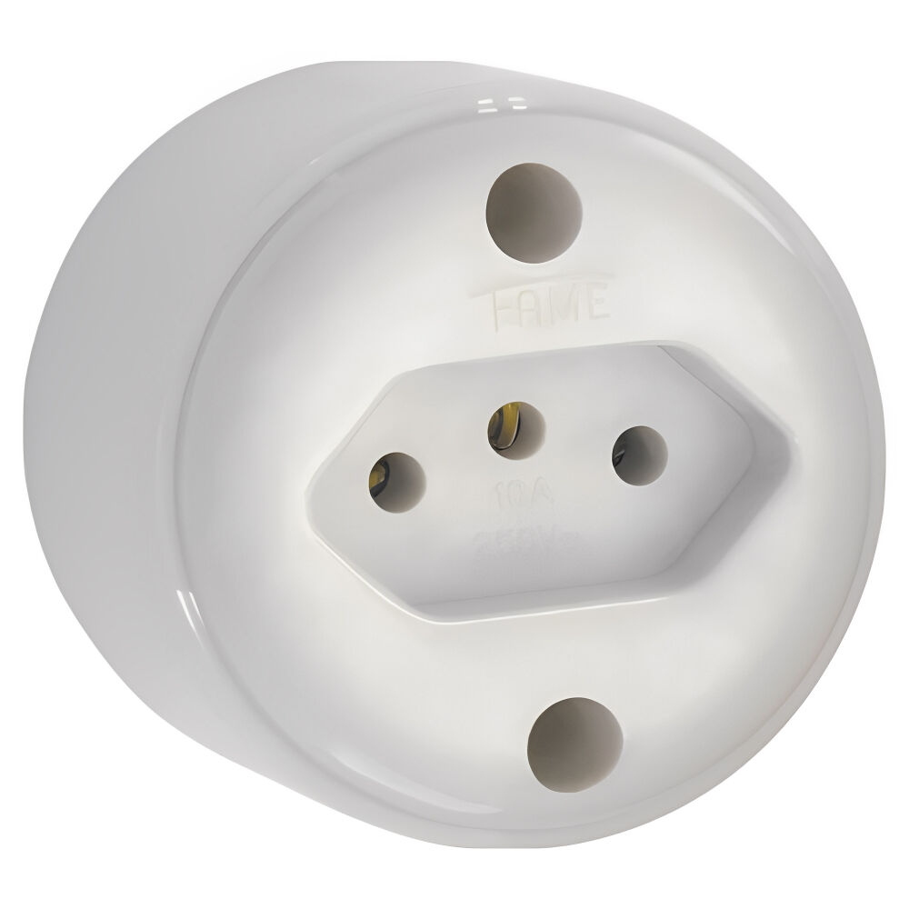 Tomada 2P+T 10A/250V de Sobrepor Cinza 1423 Fame