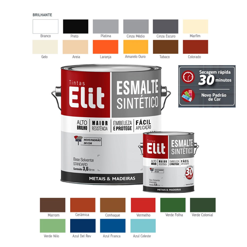 Esmalte Sint&eacute;tico Brilhante Branco 900ml Elit