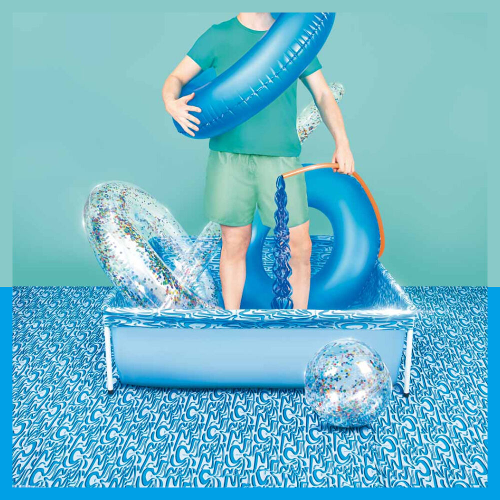 Piscina de Armação Infantil Retangular em PVC de 400 Litros Azul MOR