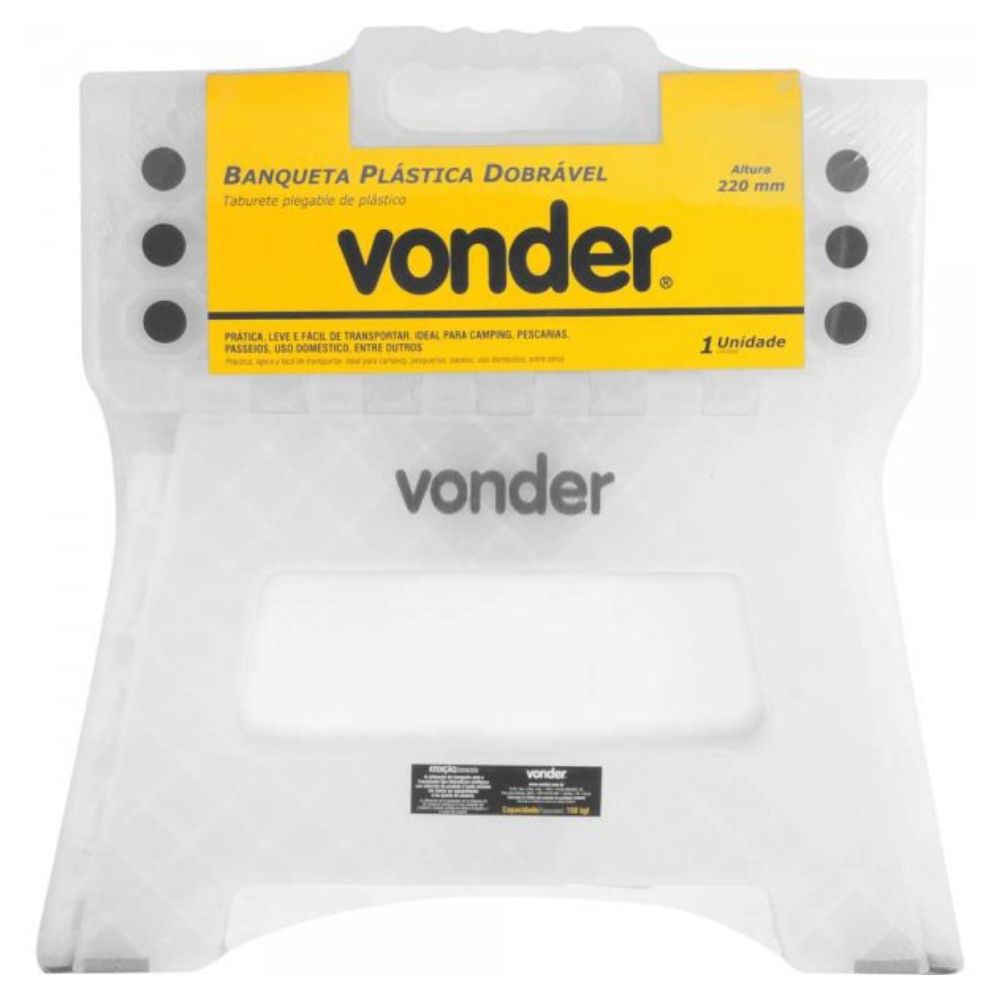 Banqueta Plástica Dobrável Branca 220mm Vonder