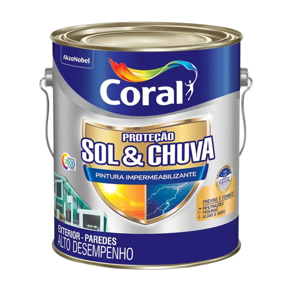 Tinta Impermeabilizante Premium Proteção Sol & Chuva 3,6L Branco Coral