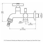 Torneira de Parede para Tanque/Máquina Slim Cross Perflex
