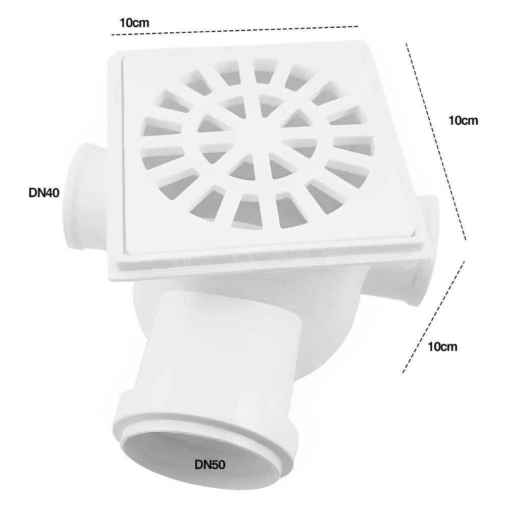 Caixa Sifonada PVC Quadrada com 3 Entradas N°5 DN100x100x50mm Krona