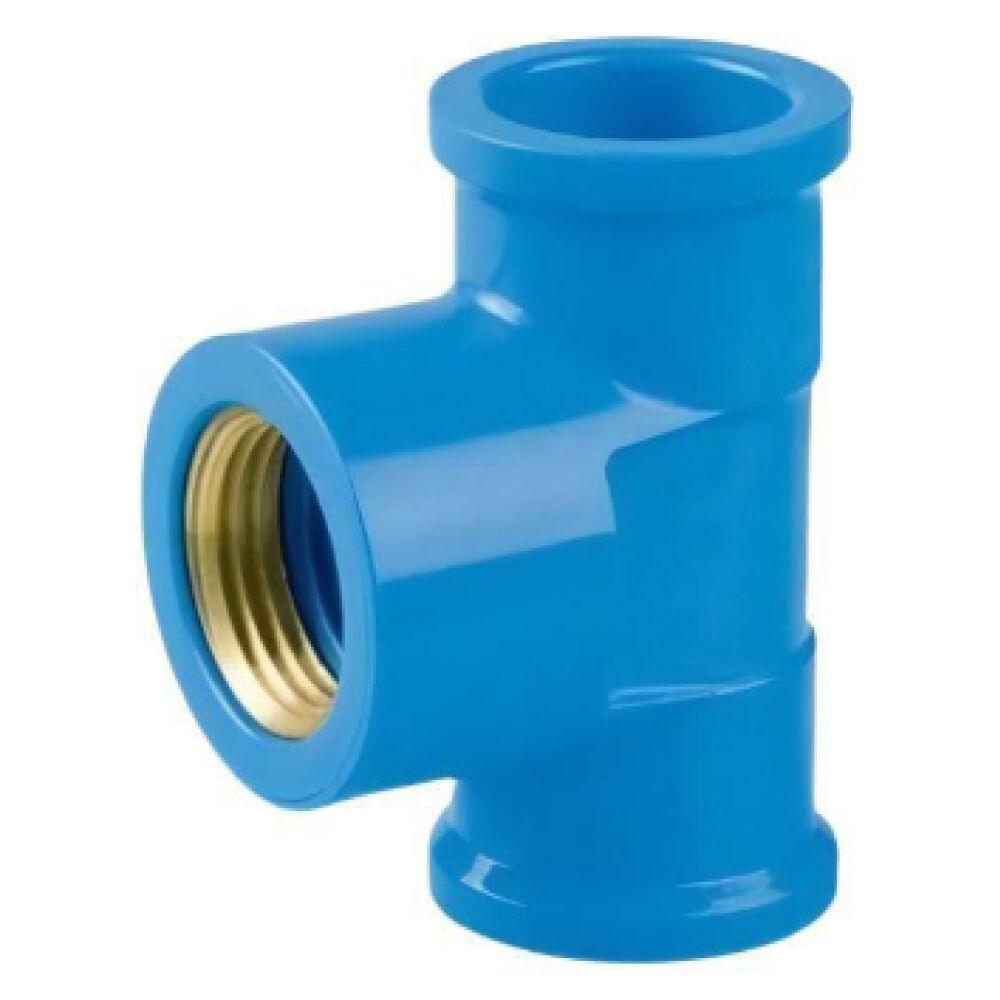 Tê Soldável Bucha Latão DN25x3/4" Azul Plastubos