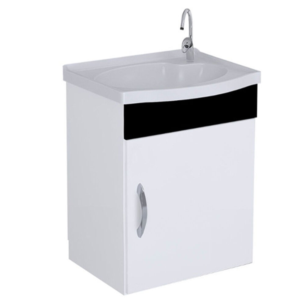 Gabinete Suspenso para Banheiro com Lavatório e Espelheira Siena 39cm Preto/Branco A.J. Rorato