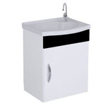 Gabinete Suspenso para Banheiro com Lavatório e Espelheira Siena 39cm Preto/Branco A.J. Rorato