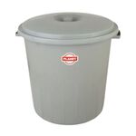 Lixeira Plástica com Tampa Smoke 35L Cinza Casa&Ideia