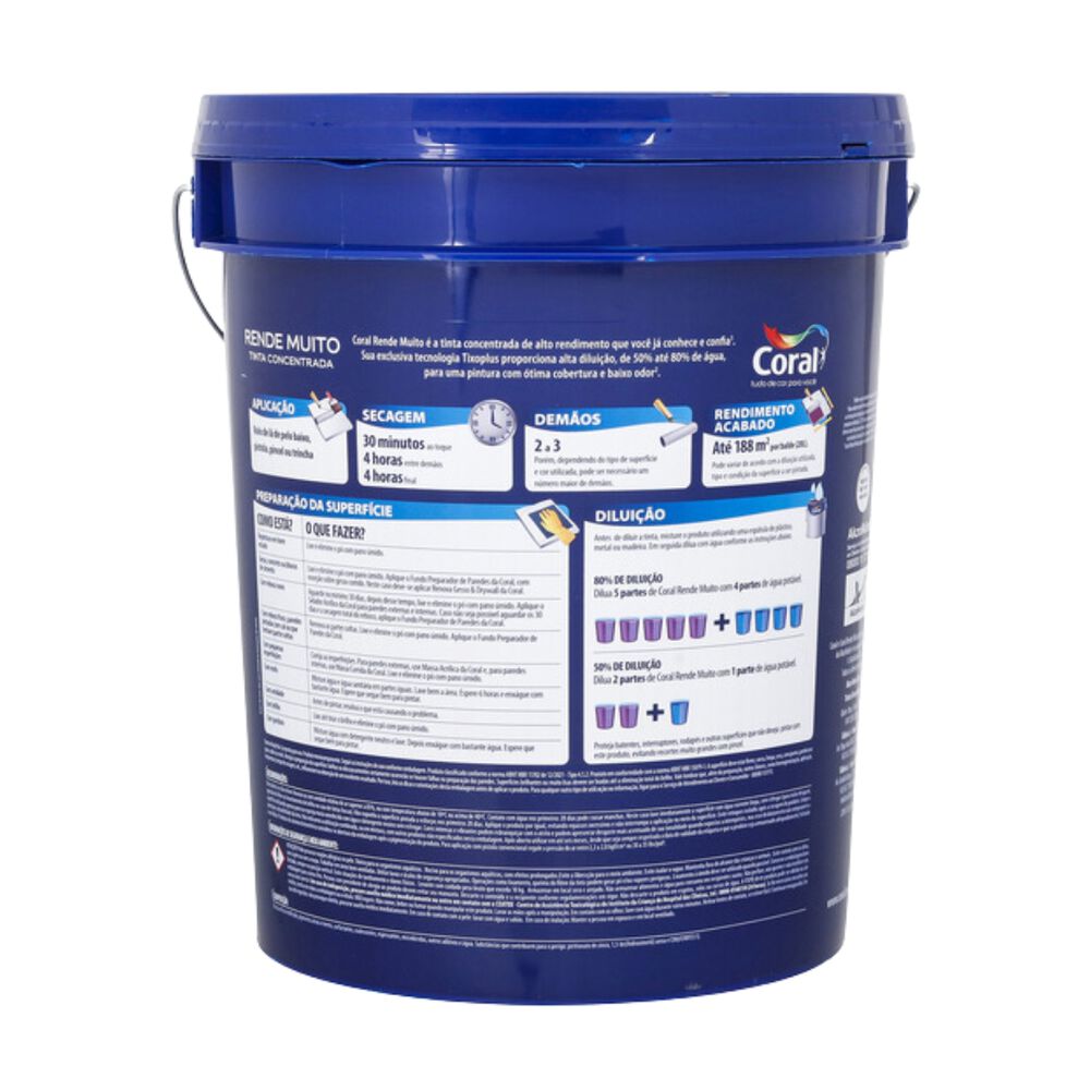 Tinta Acrílica Fosca Rende Muito 20L Coral