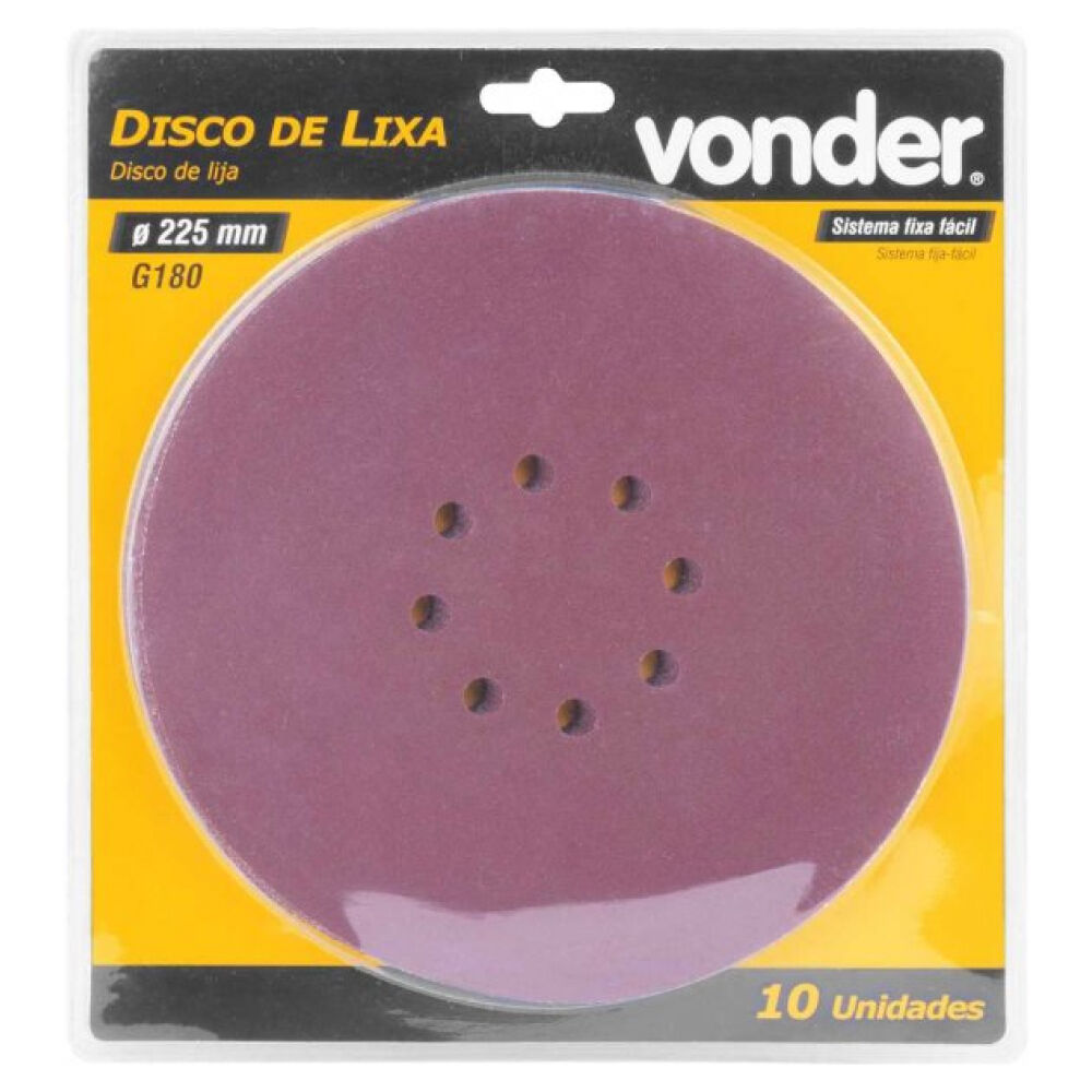 Disco de Lixa Costado em Pluma 225mm Grão 180 para Lixadeira LPV600 e LPV1000 Vonder
