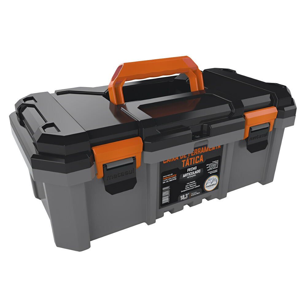 Caixa de Ferramentas Tática 18,3" Cinza Metasul