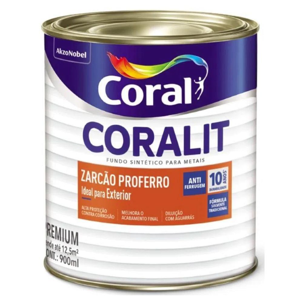 Fundo Zarcão Proferro Coralit Laranja 900ml Coral