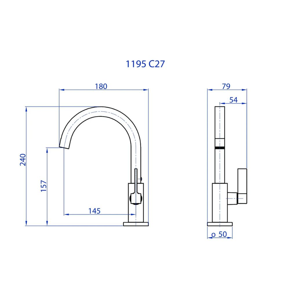 Torneira de Mesa para Lavatório Liz Bica Alta 1195 C27 Cromado Fani