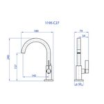 Torneira de Mesa para Lavatório Liz Bica Alta 1195 C27 Cromado Fani
