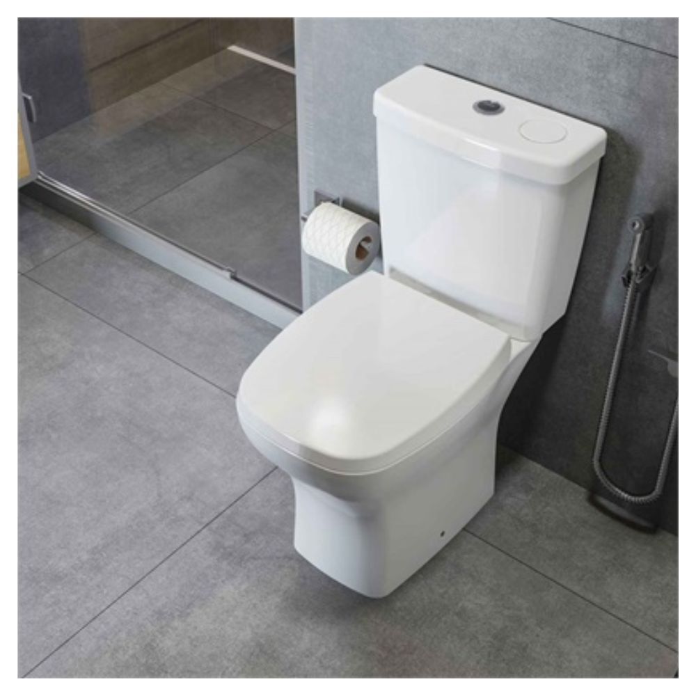 Kit de Vaso Sanitário Rimless com Caixa Acoplada Smart Clean VIP Branco Celite
