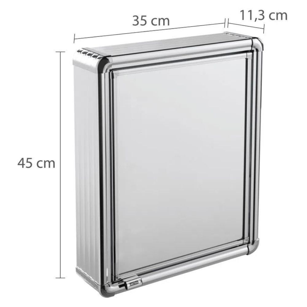 Armário Plástico com Perfil de Alumínio com 1 Porta 35x11,3x45cm de Sobrepor Astra