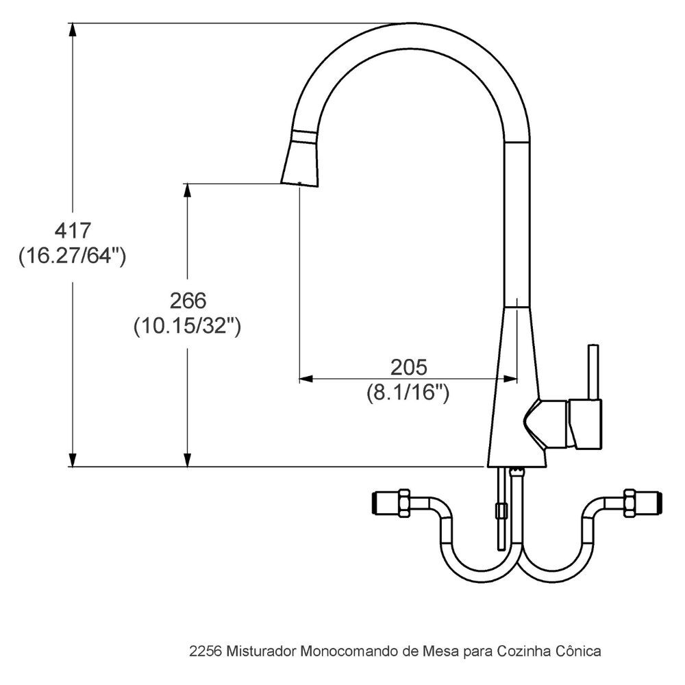Torneira Misturador Monocomando para Cozinha Preto Fosco Color Conic Perflex