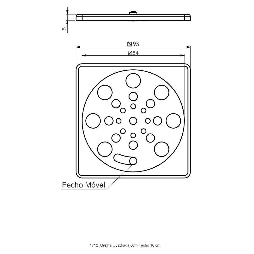 Grelha Quadrada Fecho 10cm Perflex